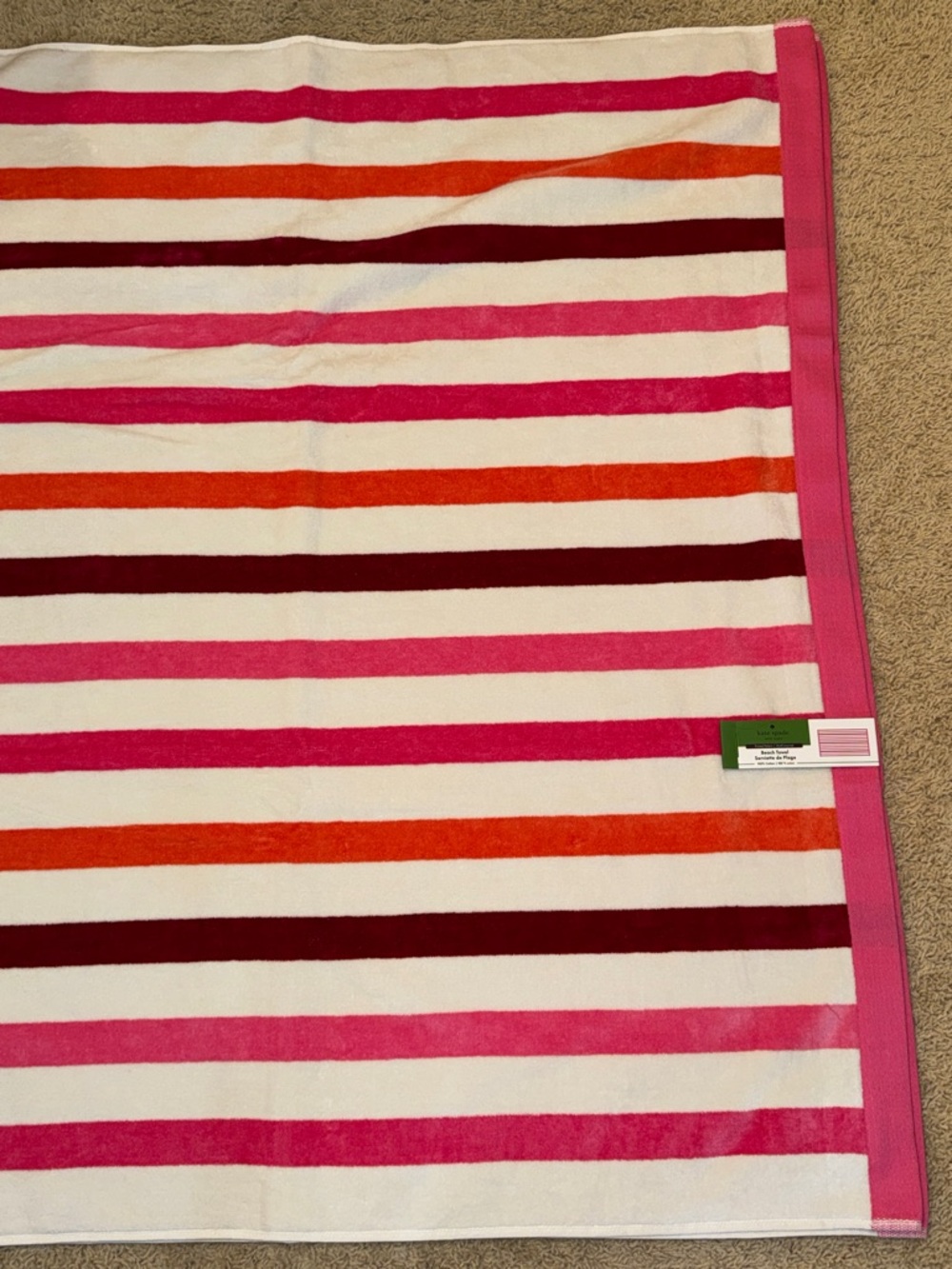 kate spade Pink and White Striped Beach Towel - Picture 6 of 13